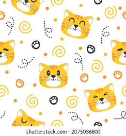 Cute yellow cat cartoon pattern  design