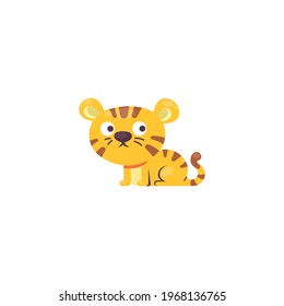 Cute yellow cat cartoon vector on a white background