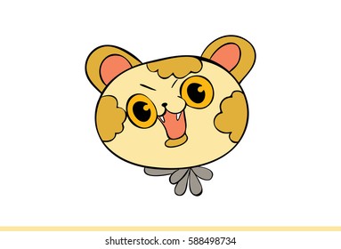 Cute Yellow Cat Happy. Vector Illustration. Isolated on white background.
