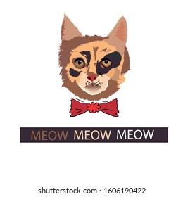 The cute yellow cat on the white background concept vektor illustration