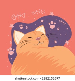 cute yellow cat with paws character