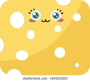 Queso amarillo, ilustración, vector sobre fondo blanco