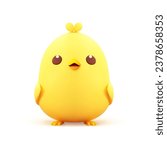 Cute yellow chick baby chicken boy Easter character 3d icon realistic vector illustration