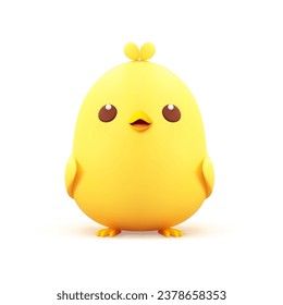 Cute yellow chick baby chicken boy Easter character 3d icon realistic vector illustration