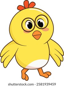 Cute Yellow Chick with Glasses Illustration