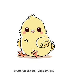 cute yellow chick for kids printer. flat vector illustration isolated on white background