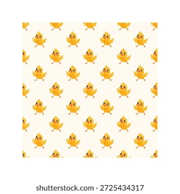 Patrón de Vector sin costuras lindo del pollito amarillo para el diseño de los niños