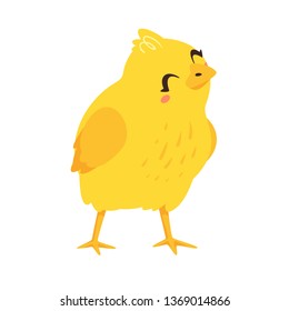 Cute yellow chick. Vector illustration isolated on white background.