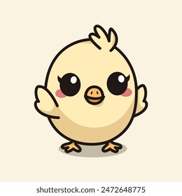 cute yellow chicken cartoon character vector illustration template design. animal farm pet.