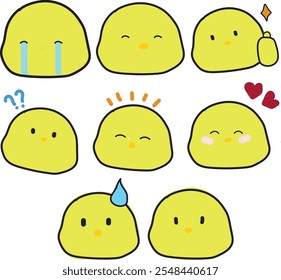 cute yellow chicks emotion ilustration 