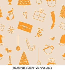 cute yellow Christmas pattern from the outline