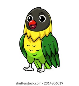 Cute yellow collared love bird cartoon