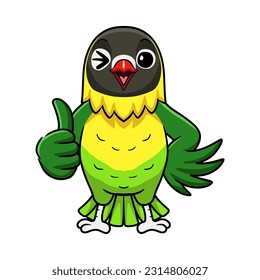 Caricatura de pájaro amarillo pájaro amor que da un pulgar hacia arriba