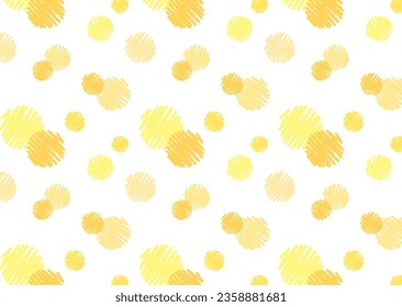 Cute yellow crayon touch polka dot seamless pattern