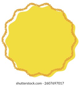 A cute yellow crayon-style frame with wavy lines