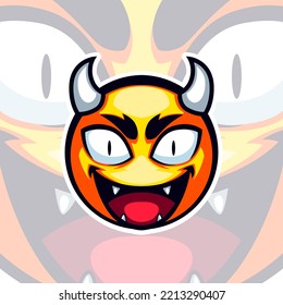 Cute Yellow Devil Ball Laughing vector mascot
