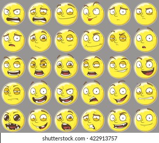 Cute yellow different faces set