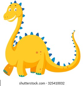 Cute yellow dinosaur with long neck illustration