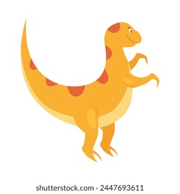 Cute yellow dinosaur. Prehistoric animal, jungle reptiles group, jurassic world evolution cartoon vector illustration