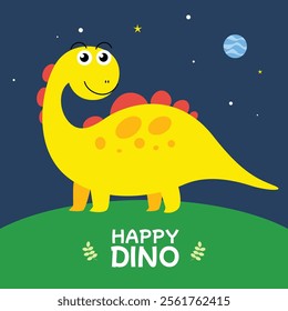 Cute yellow dinosaurs, childish style for kids background illustration.