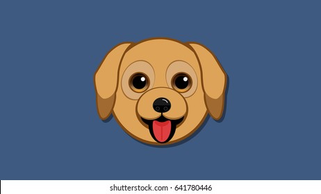 Cute Yellow Dog Icon - Vector Illustration for Children