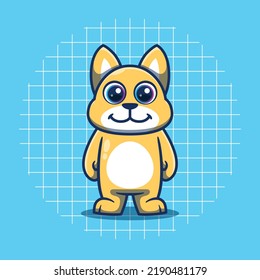 Cute yellow dog mascot vector illustration. Flat cartoon style.