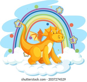 Cute Yellow Dragon On Cloud Rainbow Stock Vector (Royalty Free ...