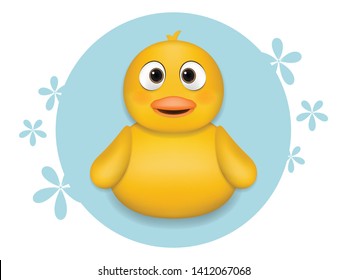 Cute yellow duck cartoon vector