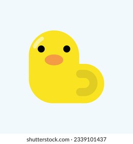 Cute yellow duck character icon. Vector illustration in kawaii cartoon style.