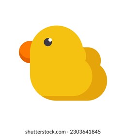 Cute yellow duck or chick cartoon doodle icon flat vector design
