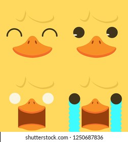 Cute Yellow Duck Emotion Face Set