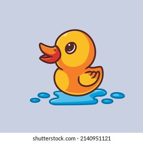 cute yellow duck floating swim. isolated cartoon animal nature illustration. Flat Style suitable for Sticker Icon Design Premium Logo vector. Mascot Character