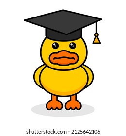 Cute yellow duck with graduation cap