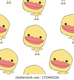 cute yellow duck hand drawn  semaless pattern  design for art and   print  vector eps.10