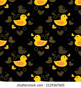cute yellow duck with polka dot fabric seamless cute pattern