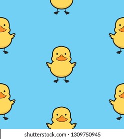 Cute yellow duck seamless pattern