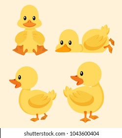 Cute yellow duck set