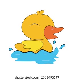 cute yellow duck vector art design hand drawn