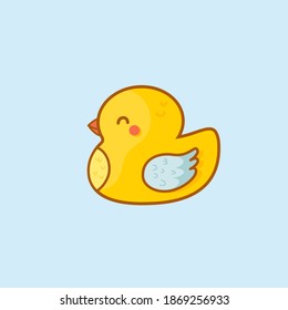 Cute yellow duck vector illustration. Cartoon style illustration.