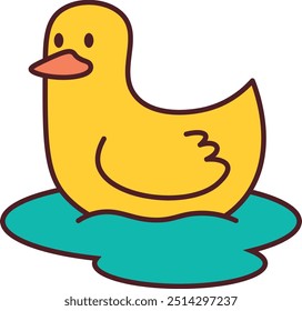 Cute Yellow Duck Vector Illustration