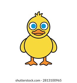 Cute yellow duckling character vector illustration with duckling character illustration fledgling waterfowl