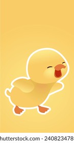 cute yellow duckling wallpaper illustration vector