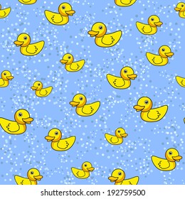 cute yellow ducks seamless pattern