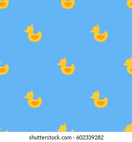Cute yellow ducks seamless pattern.