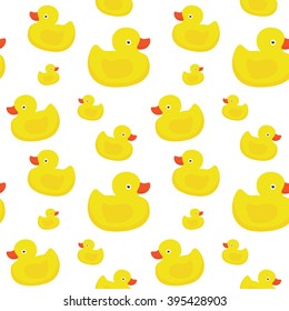 Cute Yellow Ducks Seamless Vector Pattern Stock Vector (Royalty Free ...