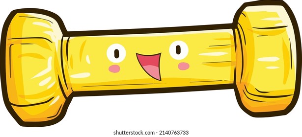 Cute yellow dumbbell cartoon character