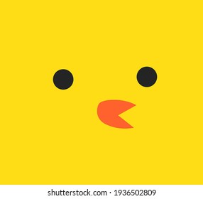 Cute yellow Easter chick bird face. Vector illustration.