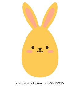 Cute yellow Easter egg with bunny ears