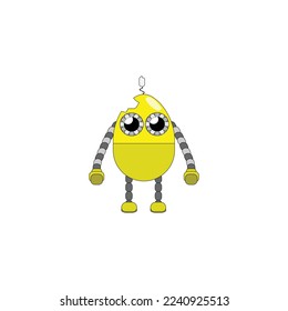 Carácter de robot de huevo amarillo lindo