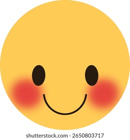 Um emoji amarelo bonito com um rosto sorridente e bochechas vermelhas.